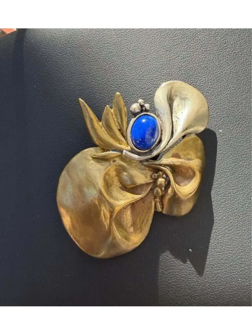 1940’s Georg Jensen Art Nouveau Two-tone Sterling Silver and Lapis Lazuli brooch